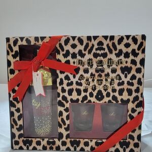 Juicy Couture Cheetah Print "Stay Juicy" Cocktail Shaker & 2 Shot Glasses Gift S